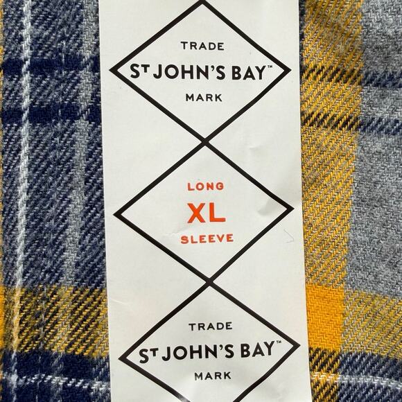 St John’s Bay Men’s XL Button Down Plaid Flannel Shirt Yellow Gray Long Sleeve - Picture 10 of 10